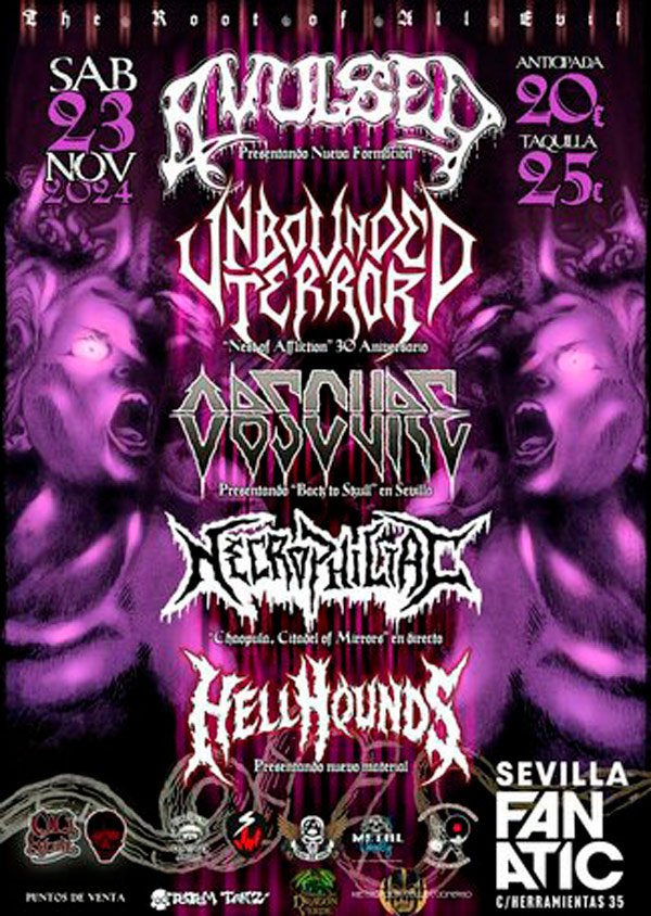 Avulsed + Unbounded Terror + Obscure + Necrophiliac + Hellhounds